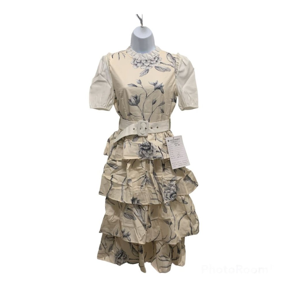 Women' s Ellie Dress Casual Size S Belted - Puff Sleeve - Rib Knit